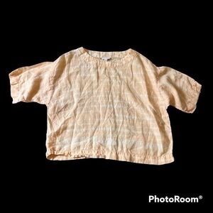 Pure J. Jill 100% linen oversized orange and white shirt